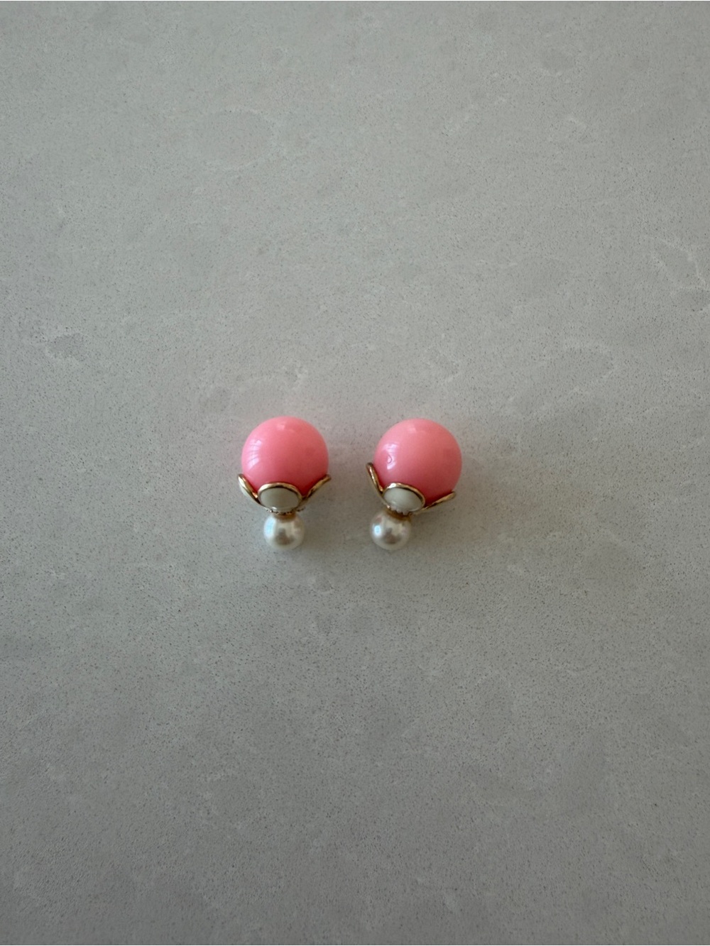 Pink Pearl Drop Stud Earrings